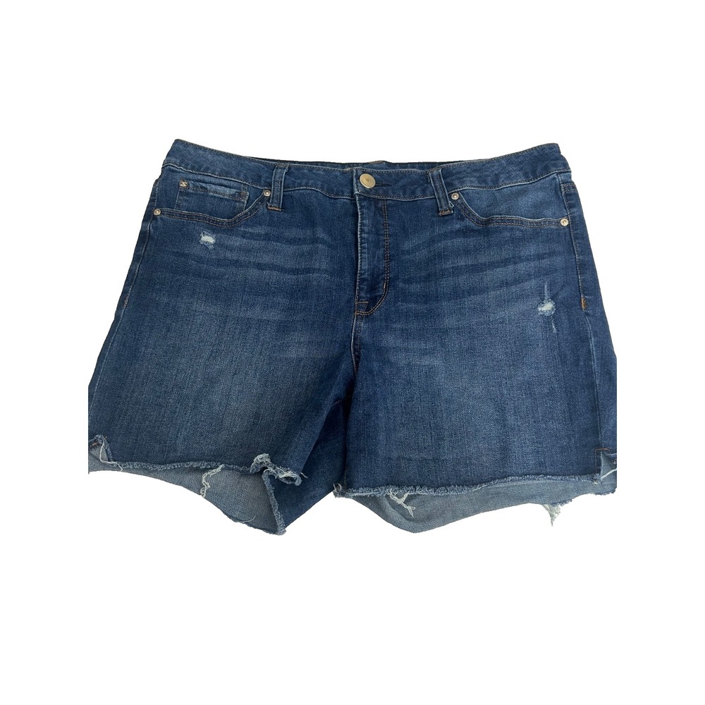Seven7 Weekend Wildfire Shorts Size 16 Raw Hem High Rise Stretch Denim 5" Inseam